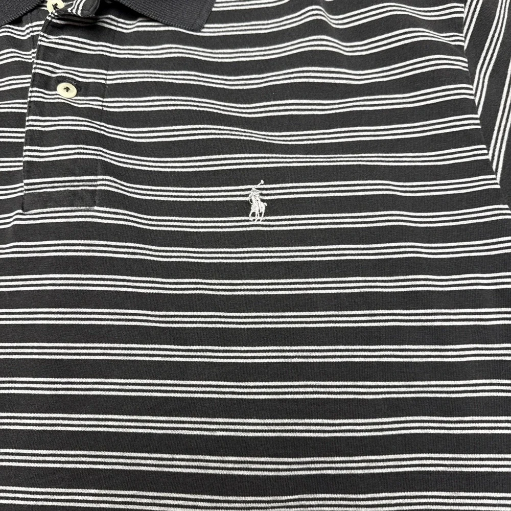 Polo Ralph Lauren Men's Size L Polo Shirt Short Sleeve Black White Striped